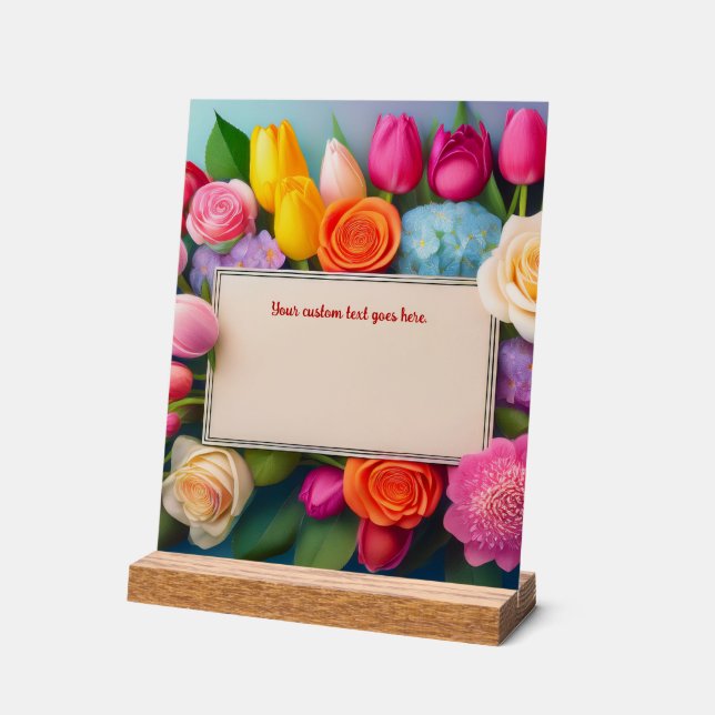 Panneau En Acrylique Pretty Floral Framed Roses Tulips Hydrangea Custom (Angle)