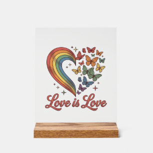 Panneau En Acrylique Pride Papillon Cœur L'amour Est L'amour Conception