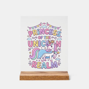 Panneau En Acrylique Princesse Licorne du Royaume Licorne Charmant POD