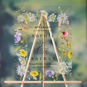 Panneau En Acrylique Printemps Été Fleur sauvage Beige Boho Bienvenue