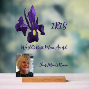 Panneau En Acrylique Prix de la meilleure maman du monde Iris