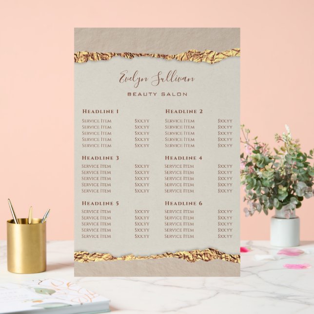 Panneau En Acrylique Prix du papier extrait d'or (Mariage)