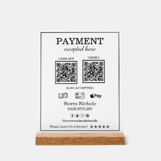 Panneau En Acrylique Professional Modern Hair Stylliste QR Code paiemen