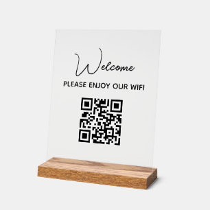 Panneau En Acrylique Profitez De Notre Wifi WIFI Welcome QR Code