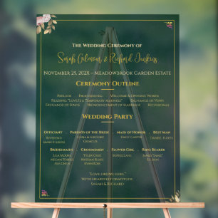 Panneau En Acrylique Programme de mariage acrylique Emeraude - Luxe min