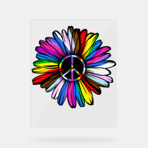 Panneau En Acrylique Progress Fierté Paix Daisy - LGBTQ+ L'amour Gagne