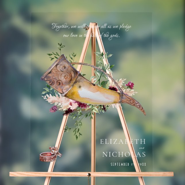 Panneau En Acrylique Promettez Notre Amour | Accueil Mariage Viking élé (Neutre)