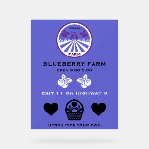 Panneau En Acrylique Promotion U-Pick Blueberry Farm