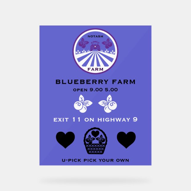 Panneau En Acrylique Promotion U-Pick Blueberry Farm (Recto)