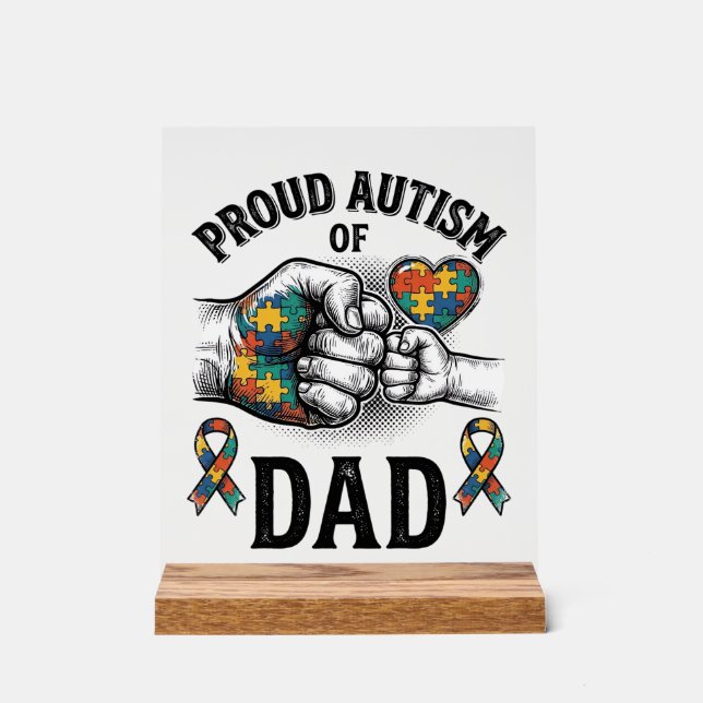 Panneau En Acrylique Proud Autism Dad Vintage Engraving Awareness Shirt (Recto)