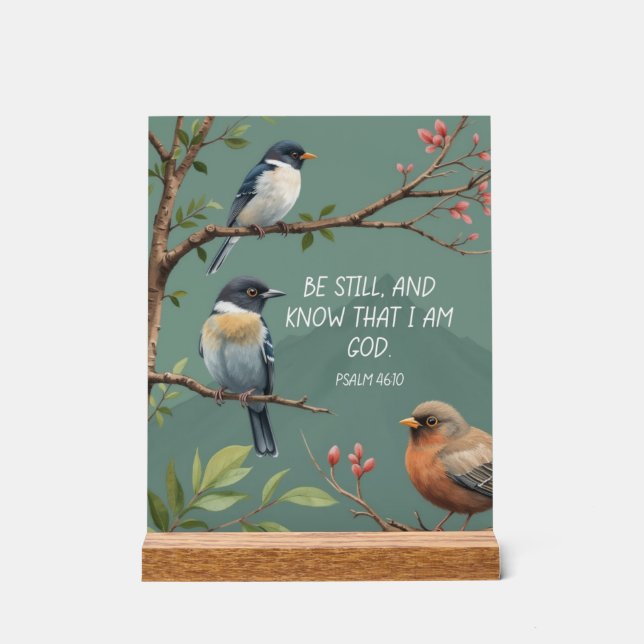 Panneau En Acrylique Psaume 46:10 Bible chrétienne Verse Image (Recto)