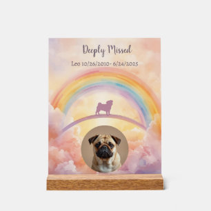 Panneau En Acrylique Pug Pont Arc-en-ciel Mémorial Signe Acrylique Pert
