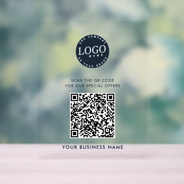 Panneau En Acrylique QR Code Ajouter un site Web Business Logo Simple (Neutre)
