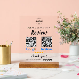 Panneau En Acrylique Qr Code Google Commentaires Facebook Business Revi