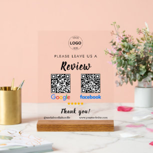 Panneau En Acrylique Qr Code Google Commentaires Facebook Business Revi