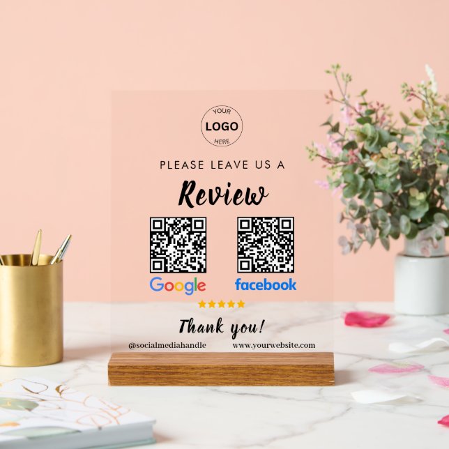Panneau En Acrylique Qr Code Google Commentaires Facebook Business Revi (Mariage)