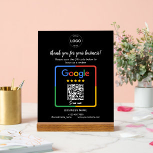 Panneau En Acrylique Qr Code Google Commentaires Logo d'entreprise