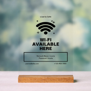 Panneau En Acrylique Qr Code Nom commercial Minimal wifi Détails