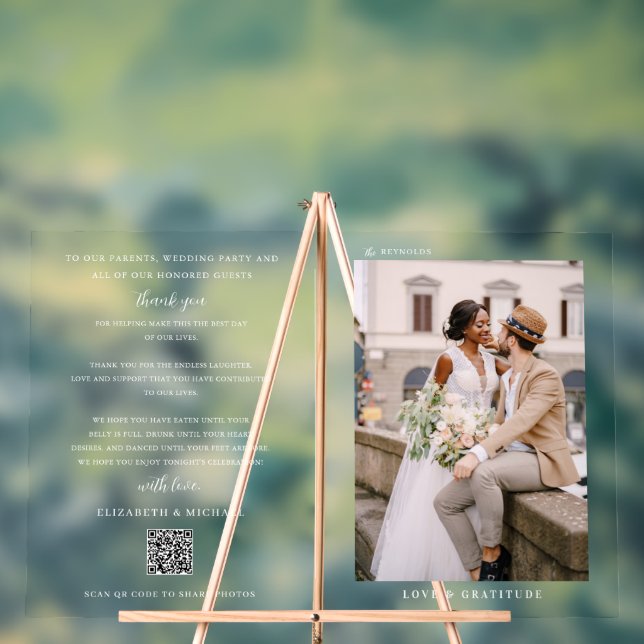 Panneau En Acrylique QR moderne | Merci photo et bienvenue (Neutre)