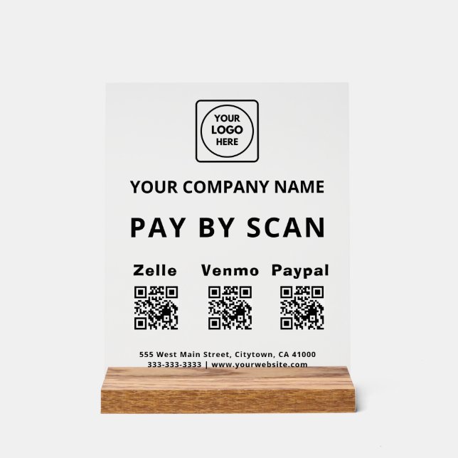 Panneau en acrylique QR pour payer par numérisatio (Recto)