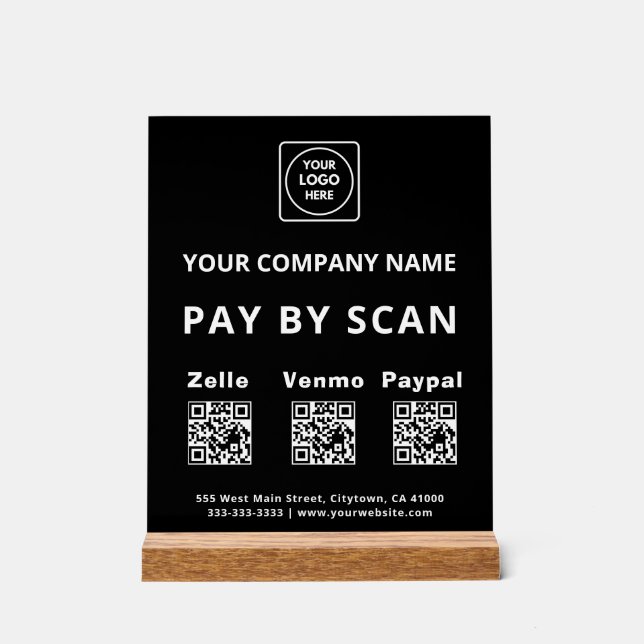 Panneau en acrylique QR pour payer par numérisatio (Recto)