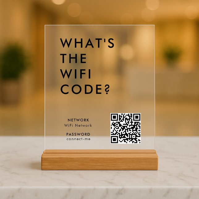 Panneau En Acrylique Quel est le code WiFi ? | Code QR réseau Wifi (Créateur téléchargé)