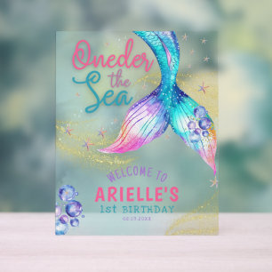 Panneau En Acrylique Queue de sirène Onder la mer 1er anniversaire Bien