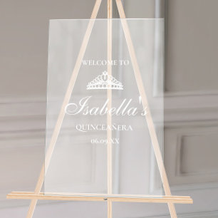 Panneau En Acrylique Quinceanera Bienvenue givré