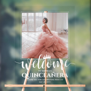 Panneau En Acrylique Quinceañera Bienvenue & Merci Chic Photo Moderne