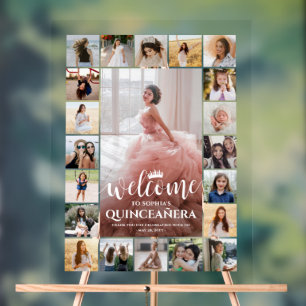 Panneau En Acrylique Quinceañera Bienvenue Photo Collage 15e anniversai