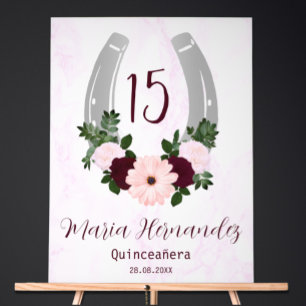 Panneau En Acrylique Quinceanera Floral Western Horseshoe