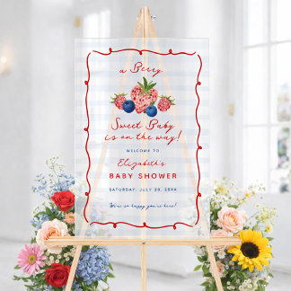 Panneau En Acrylique Quirky Hand Drawn Berry Sweet Baby Shower Acrylic 