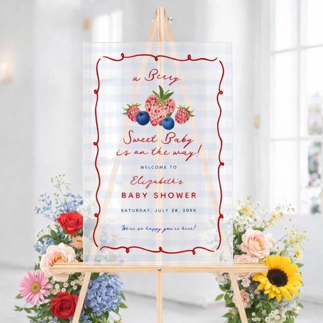 Panneau En Acrylique Quirky Hand Drawn Berry Sweet Baby Shower Acrylic  (Quirky Hand Drawn Berry Sweet Baby Shower Acrylic Sign)