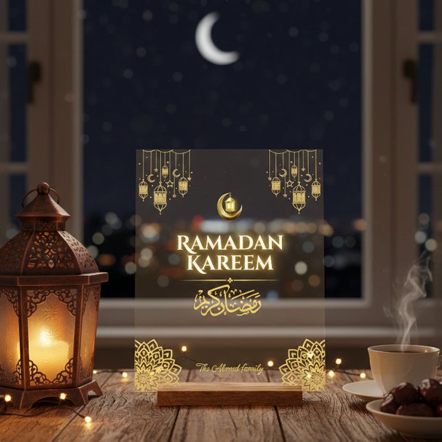 Panneau En Acrylique Ramadan Kareem Gold Islamic Acrylic Sign Personali (Créateur téléchargé)