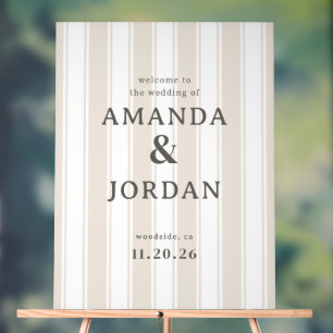 Panneau En Acrylique Rayures Verticales Beige Élégantes