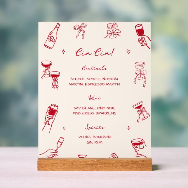 Panneau En Acrylique Red Thats Amore Party Cin Bar (Neutre)