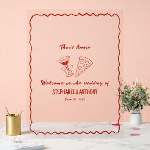 Panneau En Acrylique Red Whimsical Frame That's Amore Italien Mariage