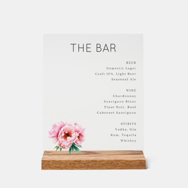 Panneau En Acrylique Refined Gray Minimalist Bar Menu (Recto)
