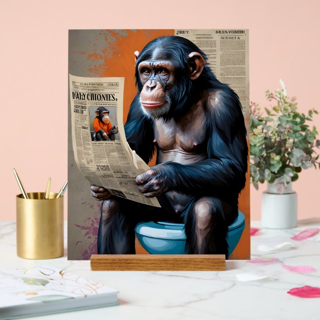Panneau En Acrylique Regal Chimp sur le Trône - Unique Blend (Mariage)