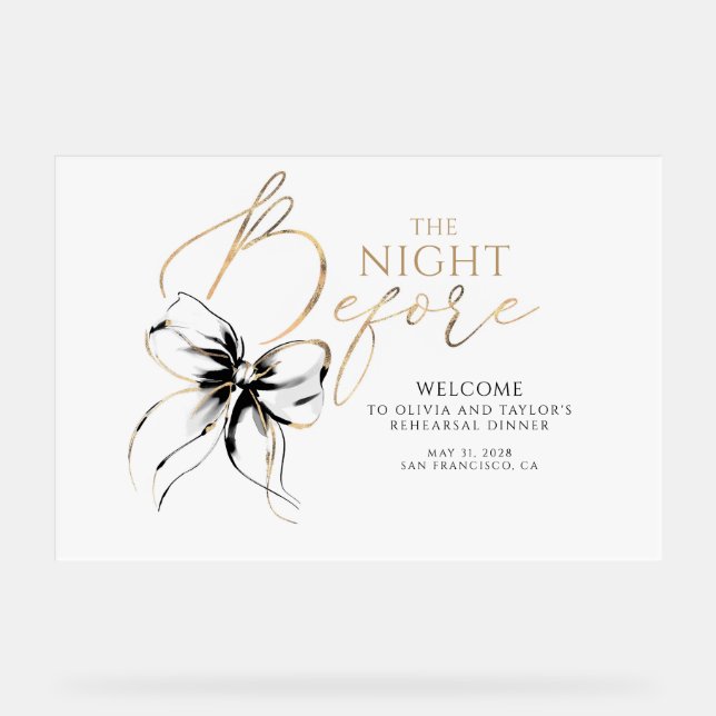 Panneau En Acrylique Rehearsal Dinner Black Bow Welcome (Recto)