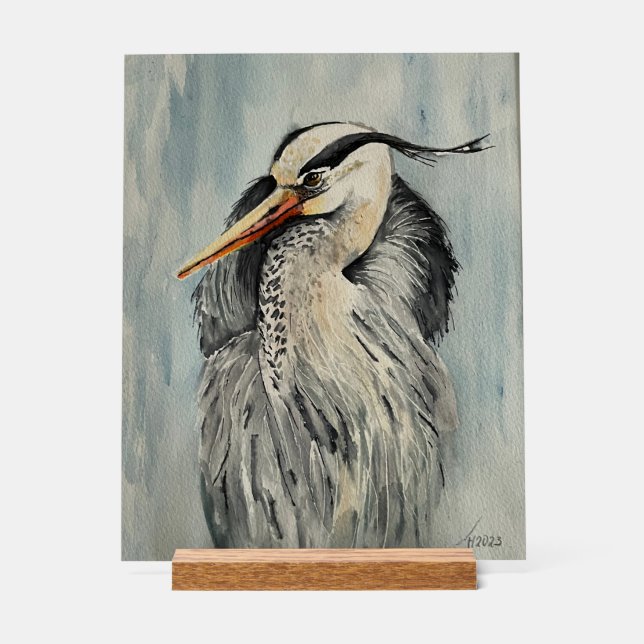 Panneau En Acrylique Reiher Aquarell (Recto)