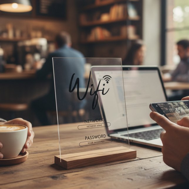 Panneau En Acrylique Réseau de mot de passe Wifi moderne  (Créateur téléchargé)