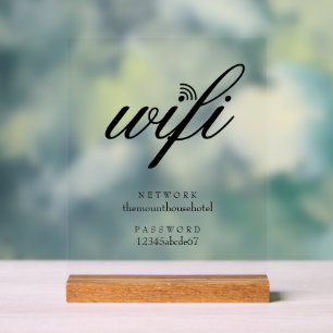 Panneau En Acrylique Réseau Wifi et Mot de Passe Entreprise de Vente au