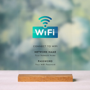 Panneau En Acrylique Réseau Wifi Personnalisé Connexion Blanc Moderne