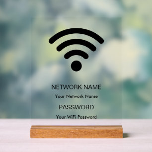 Panneau En Acrylique Réseau Wifi personnalisé et mot de passe blanc