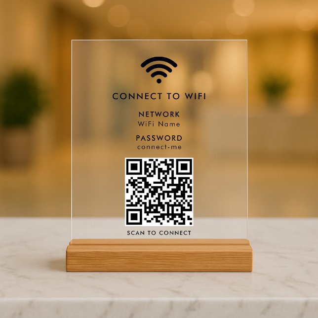 Panneau En Acrylique Réseau Wifi | QR Code Internet Scan pour se connec (Créateur téléchargé)
