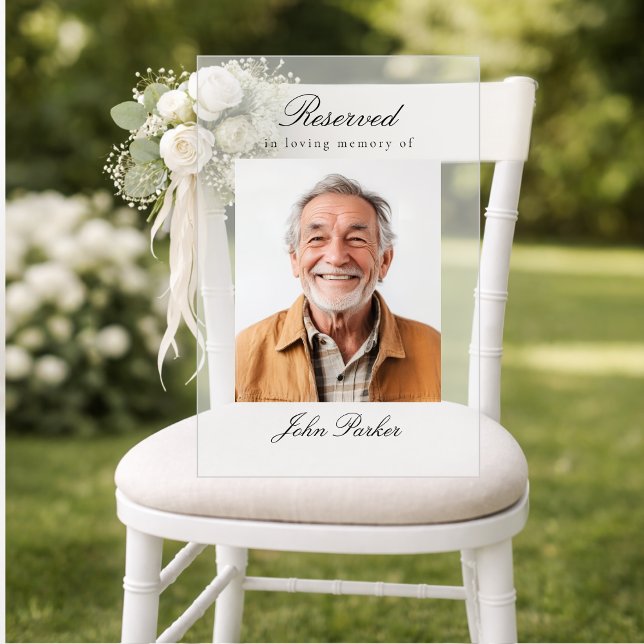 Panneau En Acrylique Reserved Seat - Memorial Wedding Photo (Reserved Seat - Memorial Wedding Photo Acrylic Sign)