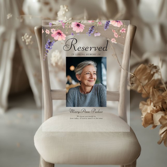 Panneau En Acrylique Reserved Seat - Photo Memorial Wedding  (Reserved Seat - Photo Memorial Wedding Acrylic Sign)