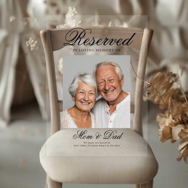 Panneau En Acrylique Reserved Seat - Photo Memorial Wedding Photo (Reserved Seat - Photo Memorial Wedding Photo Acrylic Sign)