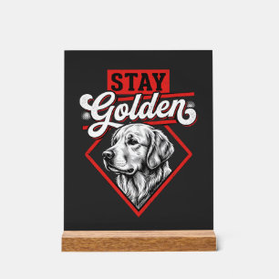 Panneau En Acrylique Restez Golden Retriever doré Chien